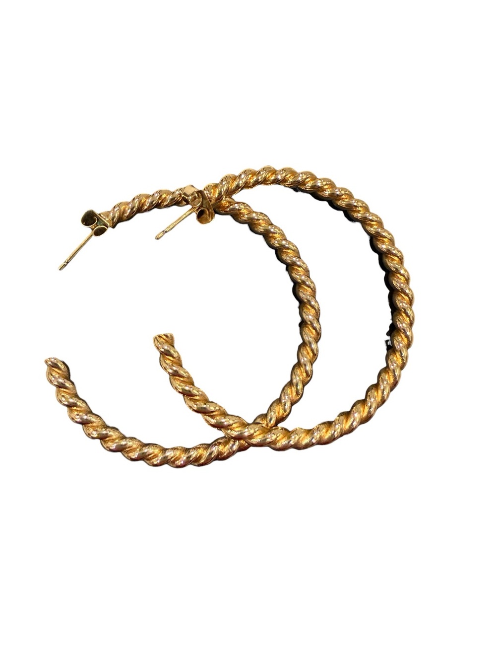 Gold Tone Twisted Hoop Earrings - Picture 1 of 4